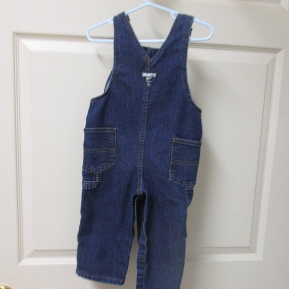 OshKosh B'gosh Denim Overalls size 18M  Red plaid inside trim - Picture 2 of 7